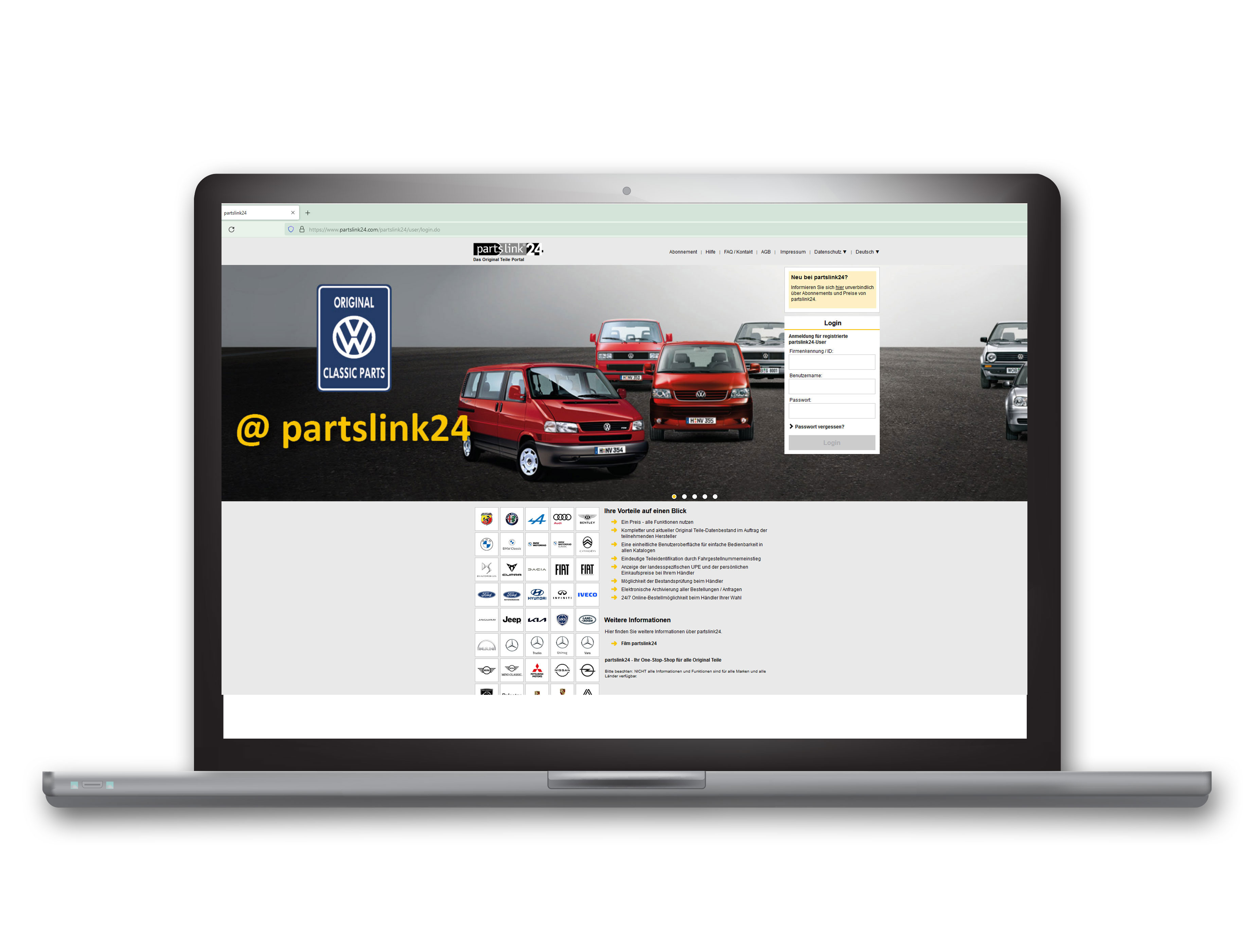 laptop mit partslink startseite